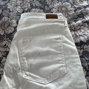 High rise skinny crop white jeans